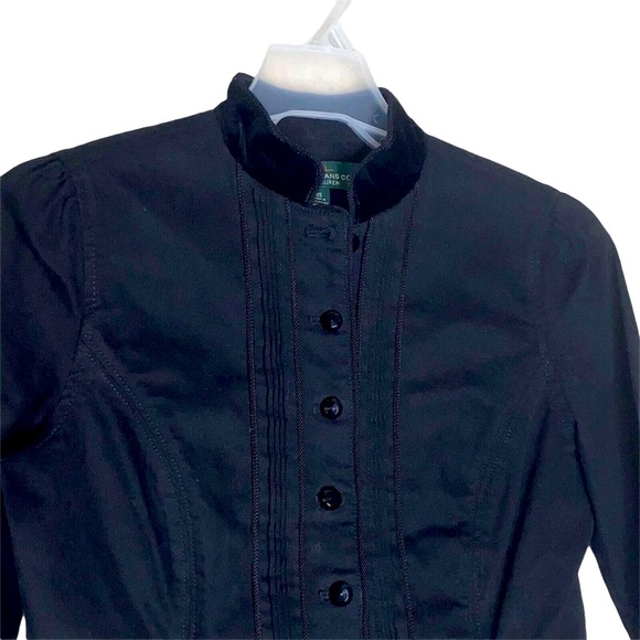 Ralph Lauren Black Victorian Style Denim With Velvet Jacket Size Xtra Small - Picture 2 of 8